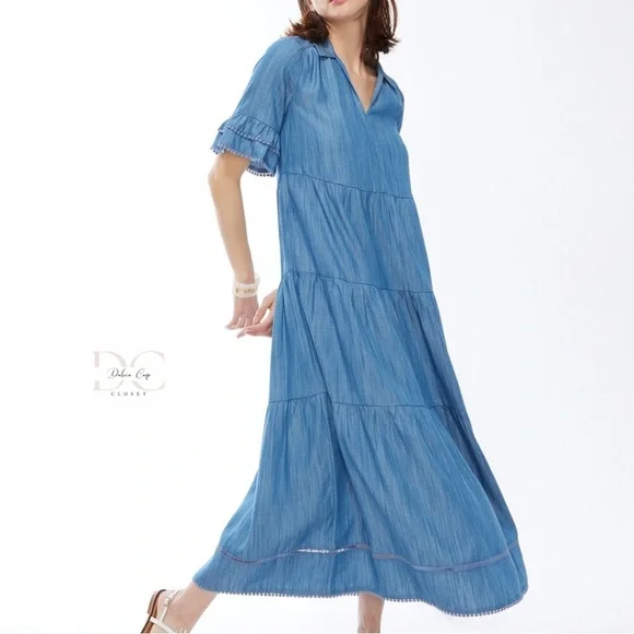 CHICOS Tencel Tiered Sundress Size